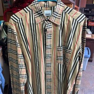 Burberry Mens Check Pattern XL Long Sleeve Button Up Shirt